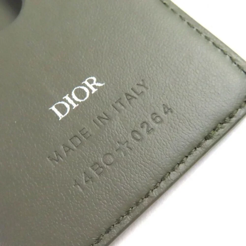 Christian Dior 2 flg Saddle Logo Magnet Gravity Leather Card Holder Card Case